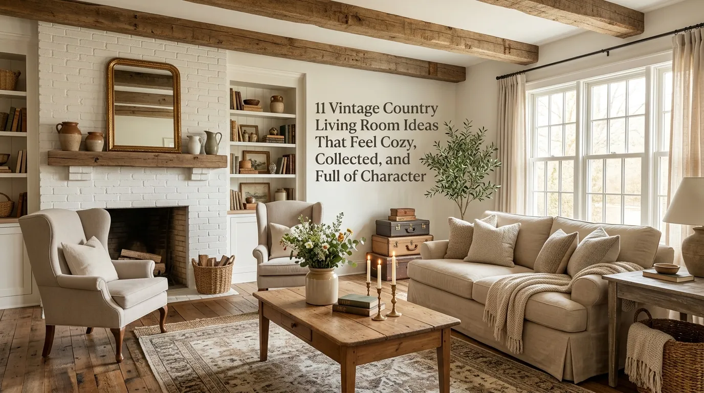 11 Vintage Country Living Room Ideas That Feel Cozy, Collected, and Full of Character