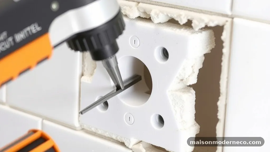 Executing the Plunge Cut Technique - How to Cut Tight Square Holes in Porcelain Tile for Outlet Receptacles