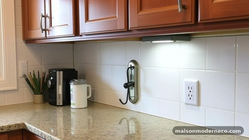 Planning the New Outlet Location - Can You Move an Outlet Lower to Hide It Under Upper Kitchen Cabinets?