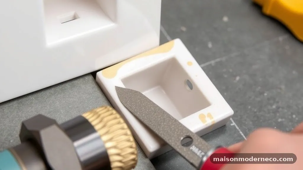 Refining the Edges with Diamond Files - How to Cut Tight Square Holes in Porcelain Tile for Outlet Receptacles